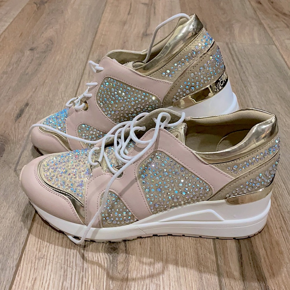 Michael Kors semi-high platform shoes, size US 5. Bottoms are a bit worn.